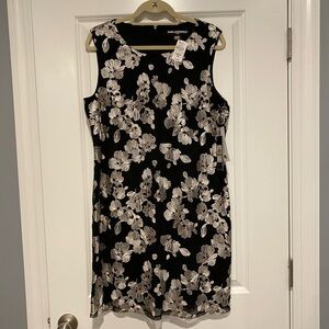 SALE Karl Lagerfeld NWT sleeveless black sheath dress white embroidered flowers